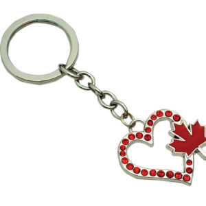 Maple Leaf on Heart Rhinestone (Red)