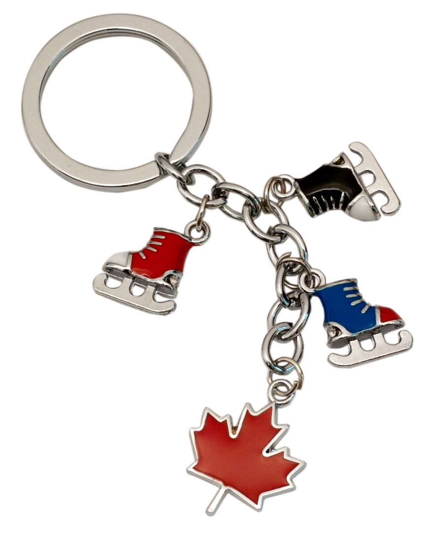 Canada Hockey Skates Keychain Flag Matrix