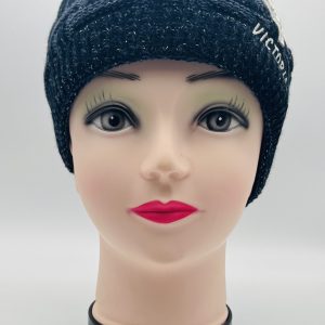 Victoria Black cross-weave Tuque w/ berber lining