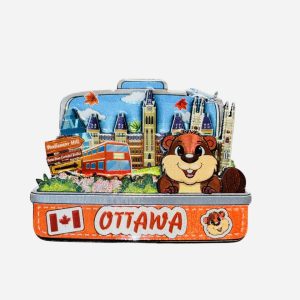 Ottawa Landmark Suitcase & Beaver Magnet