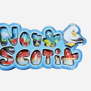 Nova Scotia Colourful Script & Puffin Magnet