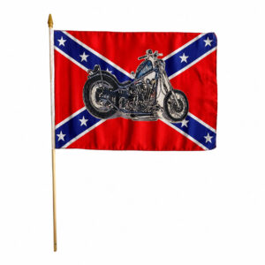 Confederate w/ Motorcycle  12x18 Flag
