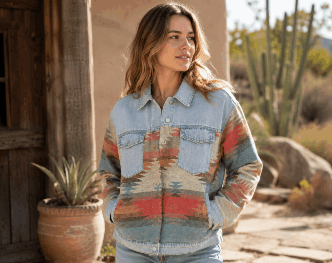 Wind Patchwork Denim Jacket