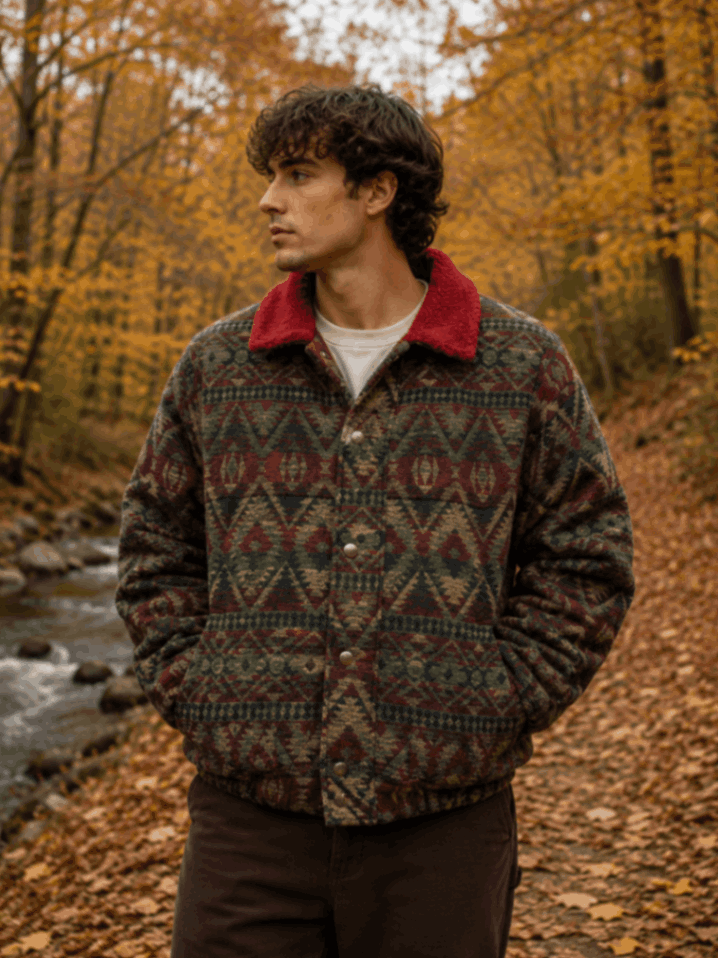 Desert Ember Boho Cape Jacket (Red)