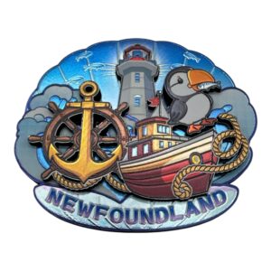 Newfoundland Lighthouse & Boat Magnet with Puffin