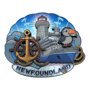 Newfoundland Lighthouse & Cruise Ship Magnet with Puffin