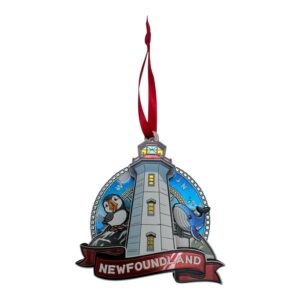 Newfoundland Canada Lighthouse, Puffin & Whale Ornament